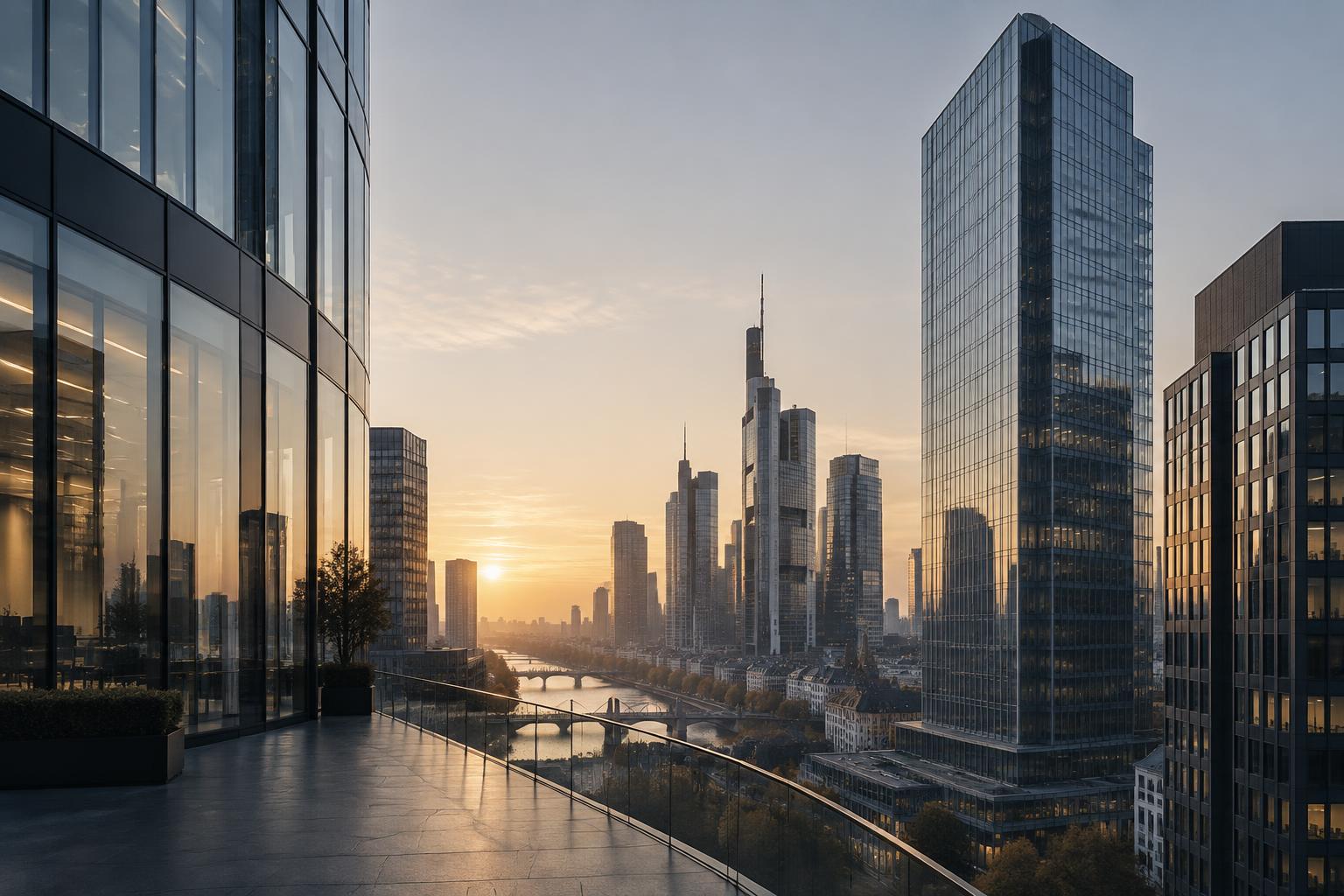 Europäisches Finanzviertel im Morgengrauen